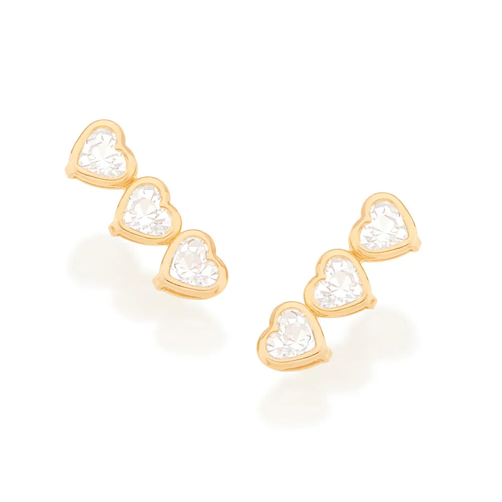 Brinco Coração com 6 Zircônias 4mm Rommanel em Ouro 18K Banhado – Design Delicado e Brilhante - Joias Rommanel | YouBeauty - Brincos, Colares e Anéis com Frete Grátis
