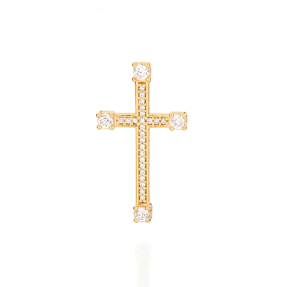 Pingente Cruz Rommanel com 28 Zircônias em Banho Ouro 18K – Design Brilhante e Delicado - Joias Rommanel | YouBeauty - Brincos, Colares e Anéis com Frete Grátis