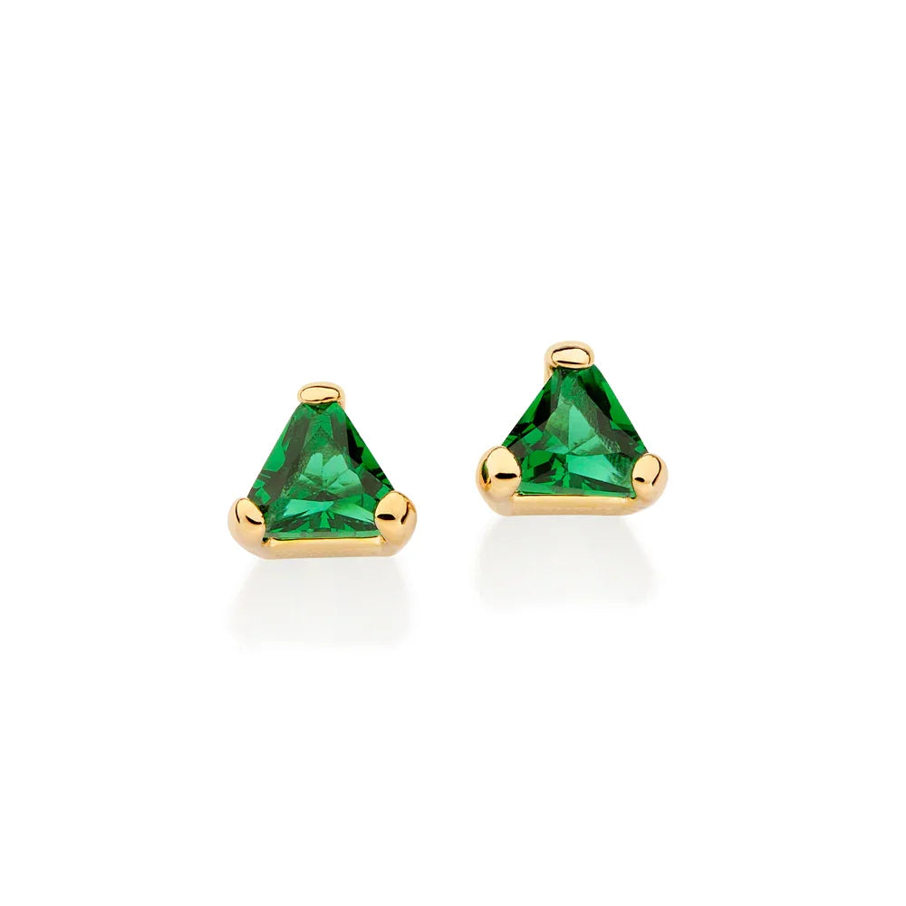Brinco Solitário Rommanel com Cristais Triangulares Verdes em Ouro 18K – Design Delicado e Elegante - Joias Rommanel | YouBeauty - Brincos, Colares e Anéis com Frete Grátis