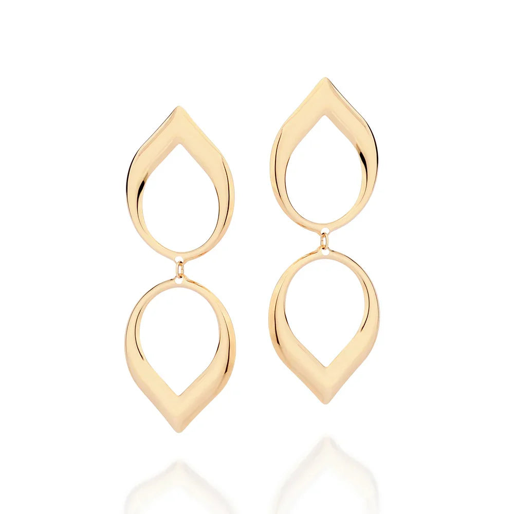 Brinco Maxi Rommanel Pêndulo Gota Dupla Vazado em Ouro 18K – Design Leve e Elegante - Joias Rommanel | YouBeauty - Brincos, Colares e Anéis com Frete Grátis