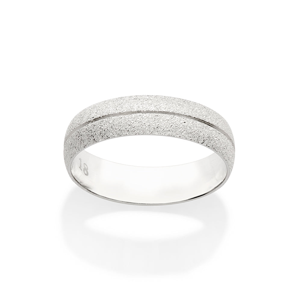 Aliança Diamantada Rommanel em Prata 5 mm – Friso Central Exclusivo e Sofisticado