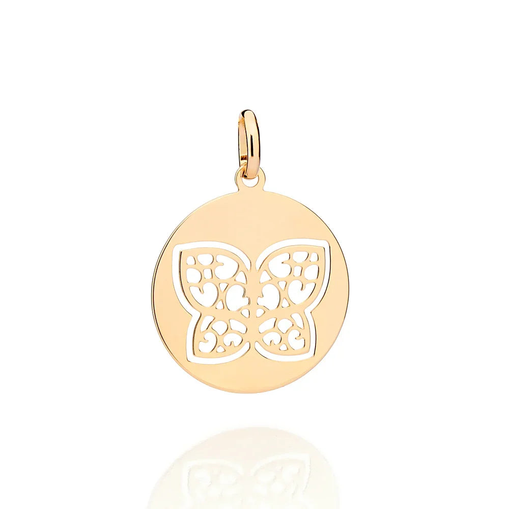 Pingente Redondo Rommanel com Borboleta Vazado em Ouro 18K – Design Delicado e Sofisticado - Joias Rommanel | YouBeauty - Brincos, Colares e Anéis com Frete Grátis