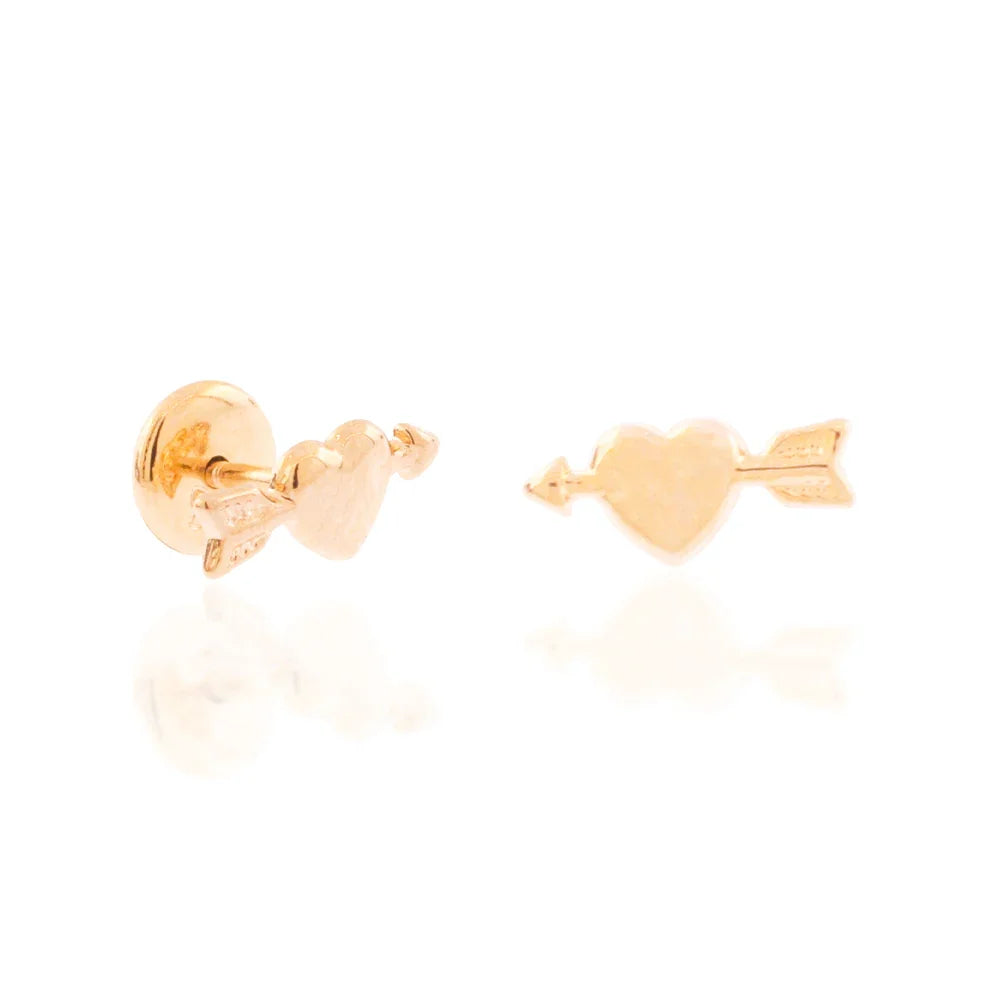 Brinco Coração com Flecha Rommanel Banhado a Ouro 18K – Design Delicado e Sofisticado - Joias Rommanel | YouBeauty - Brincos, Colares e Anéis com Frete Grátis