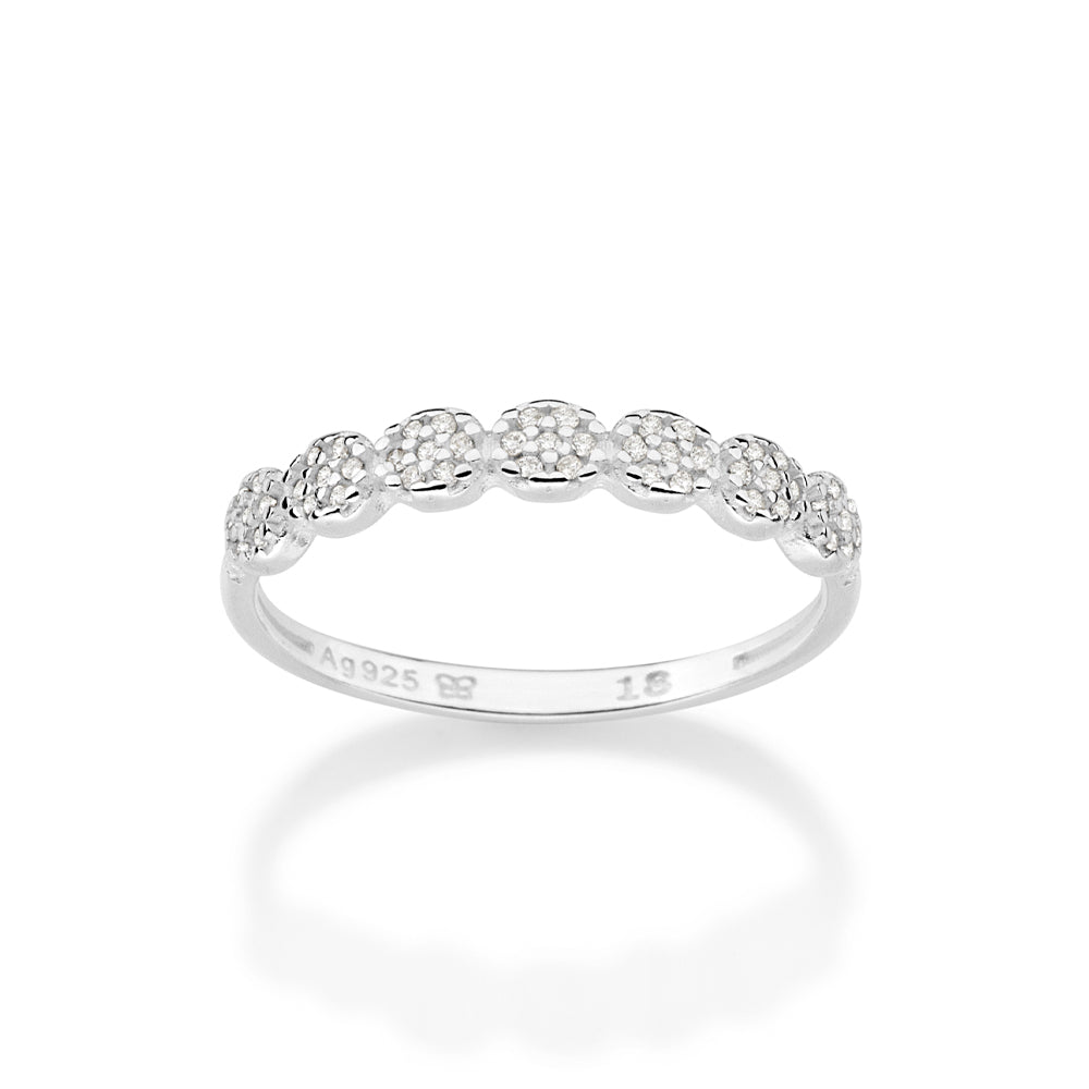 Anel Skinny Rommanel com Zircônias Cravejadas em Prata – Design Delicado e Elegante