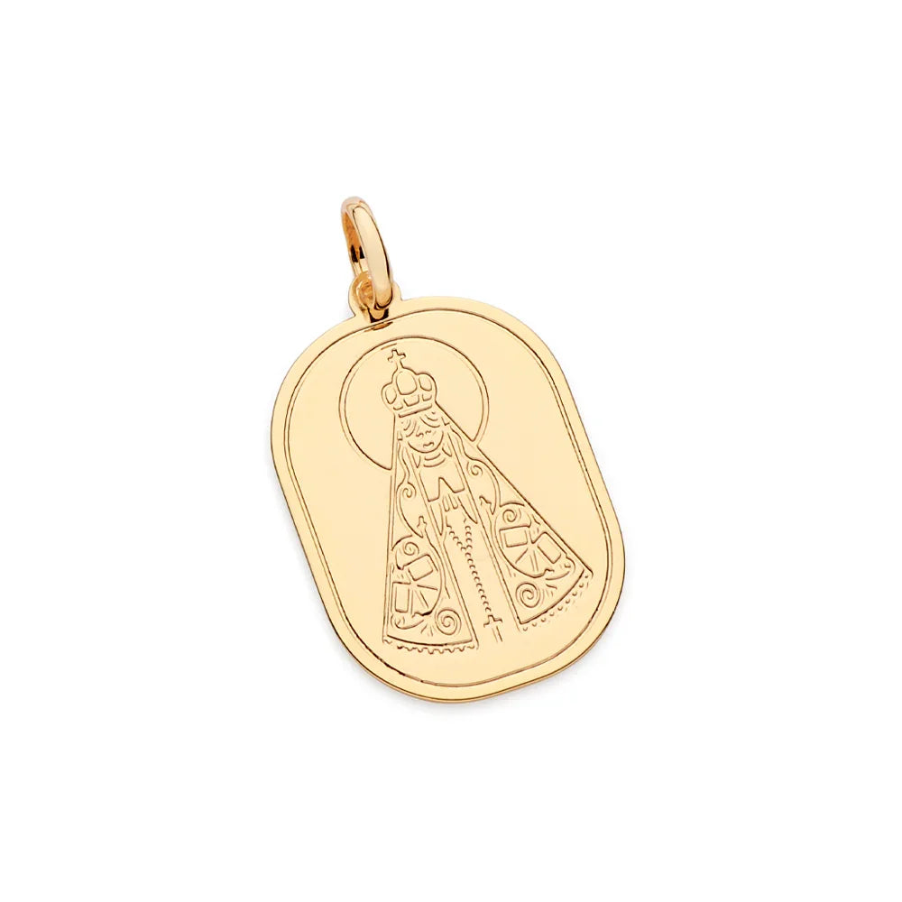 Pingente Medalha Retangular Rommanel com Imagem de Nossa Senhora Aparecida em Ouro 18K – Detalhe Religioso Exclusivo - Joias Rommanel | YouBeauty - Brincos, Colares e Anéis com Frete Grátis
