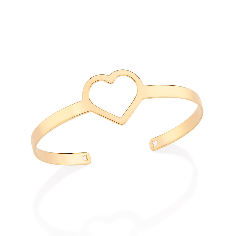 Bracelete Coração Vazado Rommanel em Banho de Ouro 18K – Design Delicado e Sofisticado