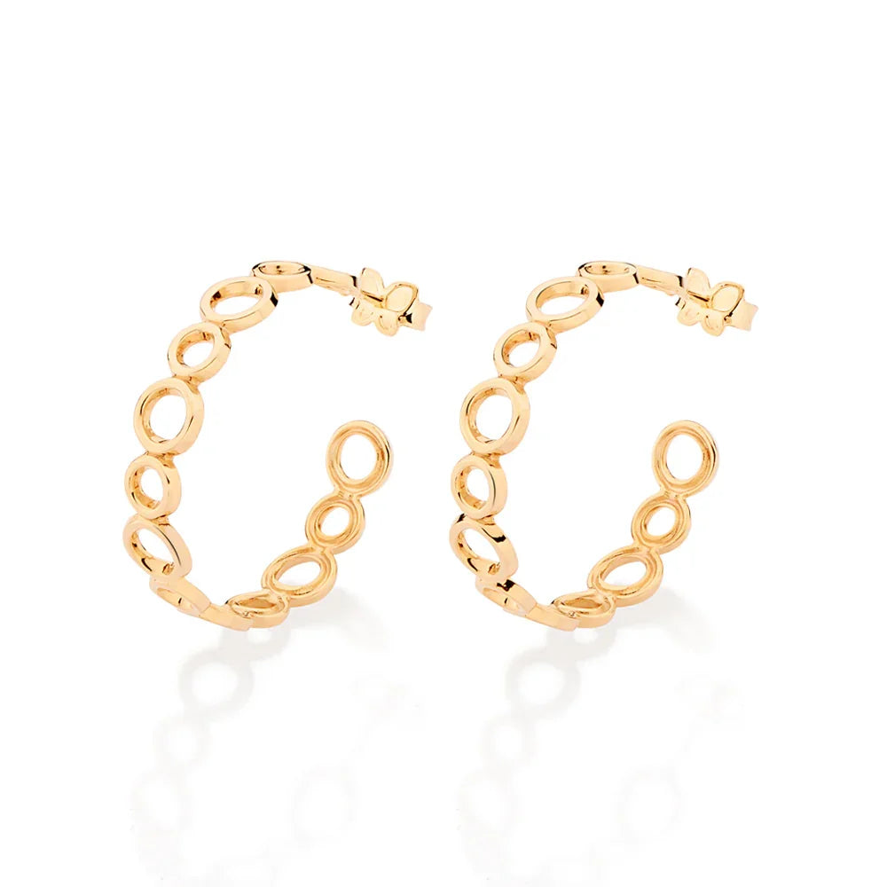 Brinco Meia Argola Rommanel em Ouro 18K – Círculos Vazados Delicados - Joias Rommanel | YouBeauty - Brincos, Colares e Anéis com Frete Grátis