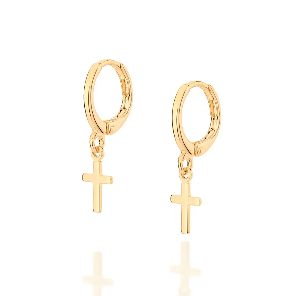 Brinco Argola com Cruz Pendurada Rommanel em Ouro 18K – Design Sofisticado e Exclusivo - Joias Rommanel | YouBeauty - Brincos, Colares e Anéis com Frete Grátis