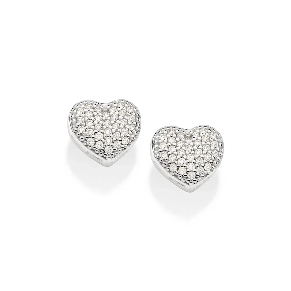 Brinco Coração Cravejado Rommanel com 62 Zircônias em Prata – Design Delicado e Brilhante - Joias Rommanel | YouBeauty - Brincos, Colares e Anéis com Frete Grátis