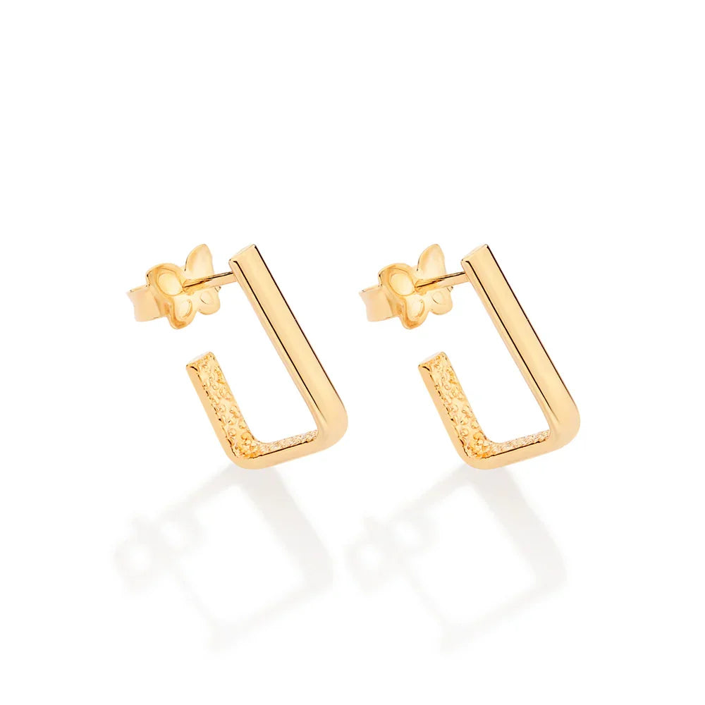 Brinco Retangular Rommanel Banhado a Ouro 18K – Design Elegante e Minimalista - Joias Rommanel | YouBeauty - Brincos, Colares e Anéis com Frete Grátis