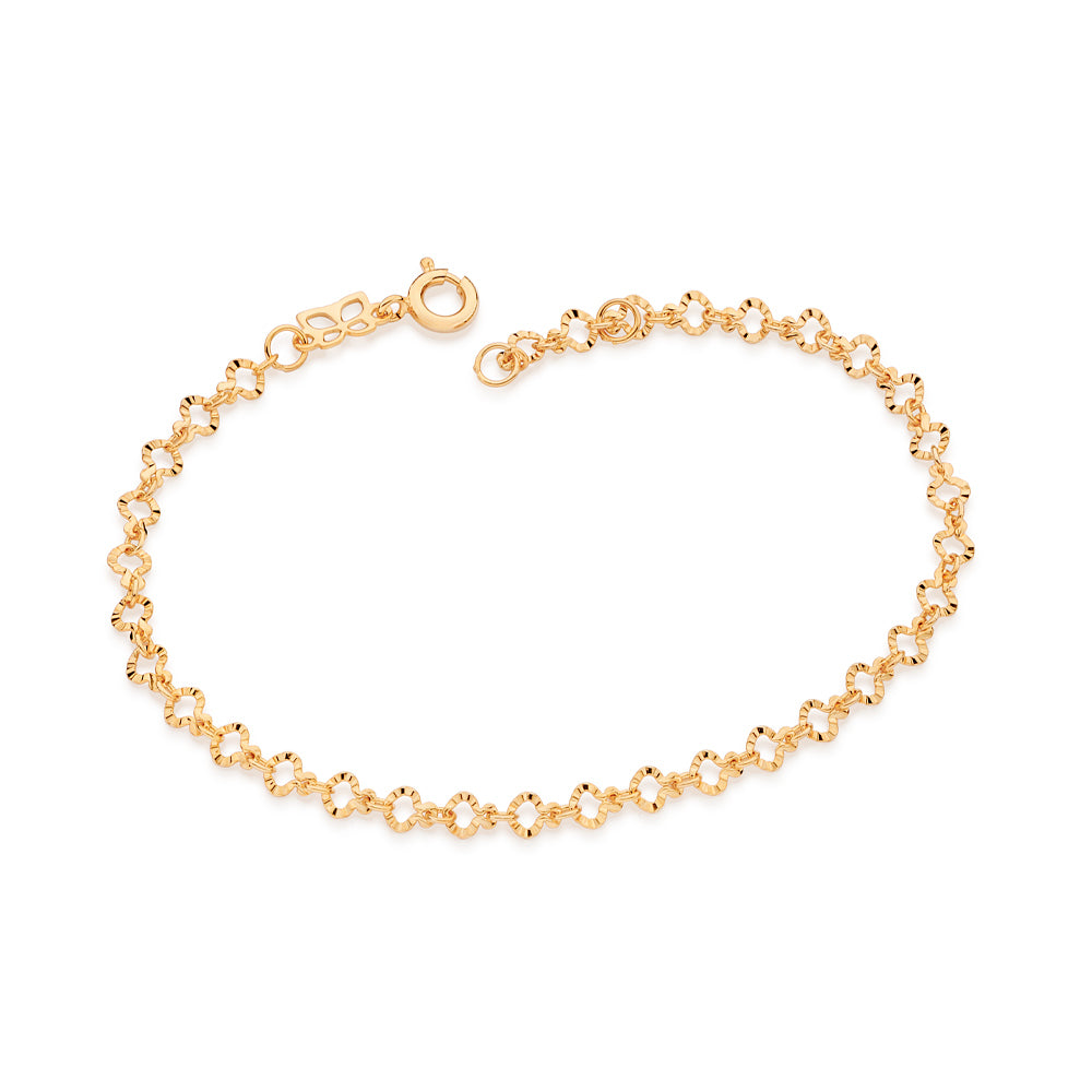 Pulseira Rommanel com Elos em Formato de Coração Diamantado – Design Delicado e Ajustável