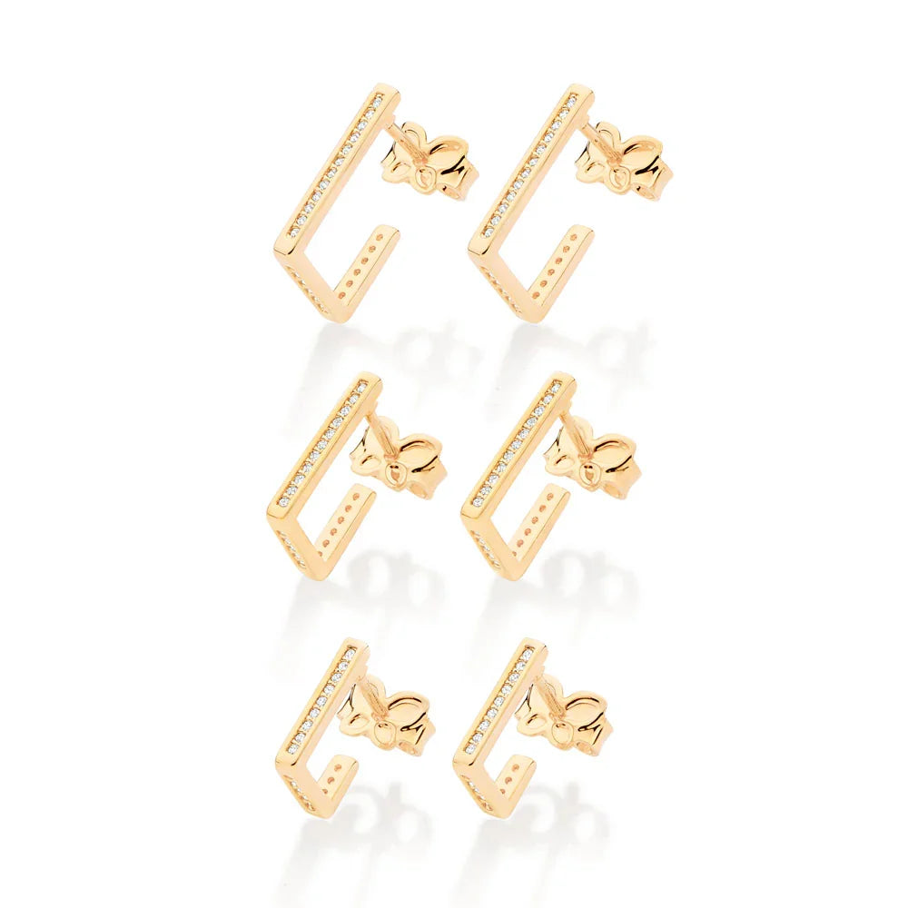 Kit Brinco Argola Rommanel com Zircônias Brancas em Ouro 18K – Design Elegante e Variado - Joias Rommanel | YouBeauty - Brincos, Colares e Anéis com Frete Grátis