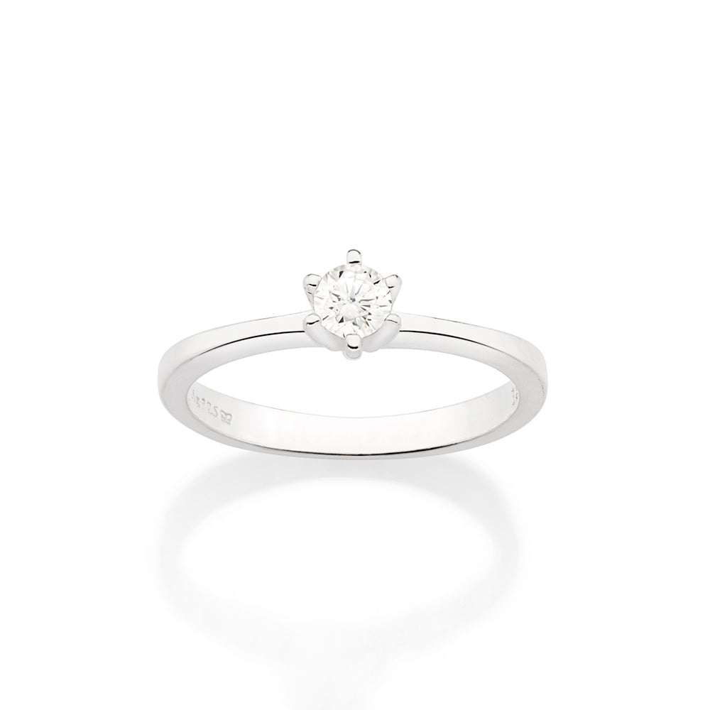 Anel Solitário Rommanel com Zircônia 4mm em Prata – Design Clássico e Elegante