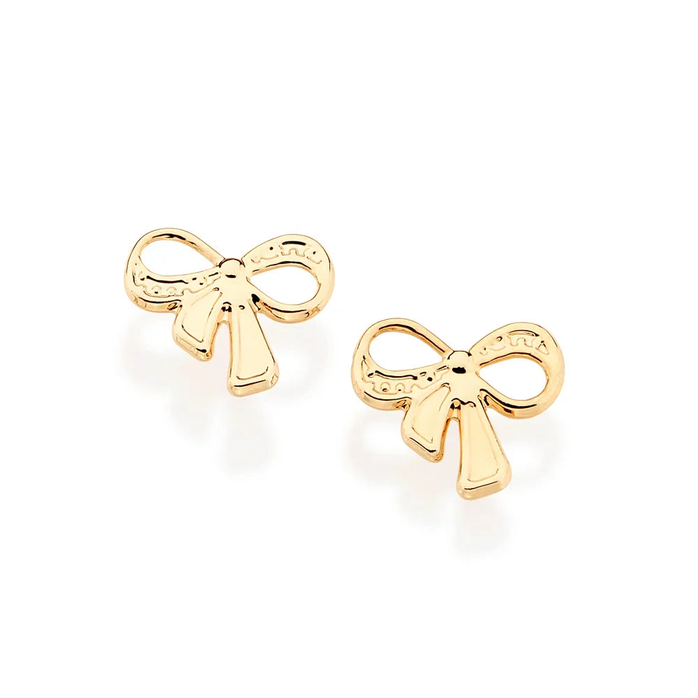 Brinco Infantil Laço com Detalhes Vazados Rommanel em Ouro 18K – Design Delicado e Hipoalergênico - Joias Rommanel | YouBeauty - Brincos, Colares e Anéis com Frete Grátis