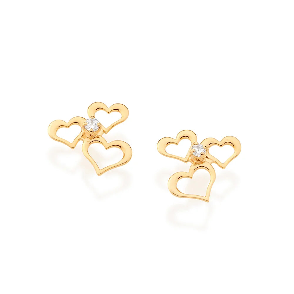 Brinco com 6 Corações Vazados e Zircônias em Banho Ouro 18K Rommanel – Design Delicado e Elegante - Joias Rommanel | YouBeauty - Brincos, Colares e Anéis com Frete Grátis