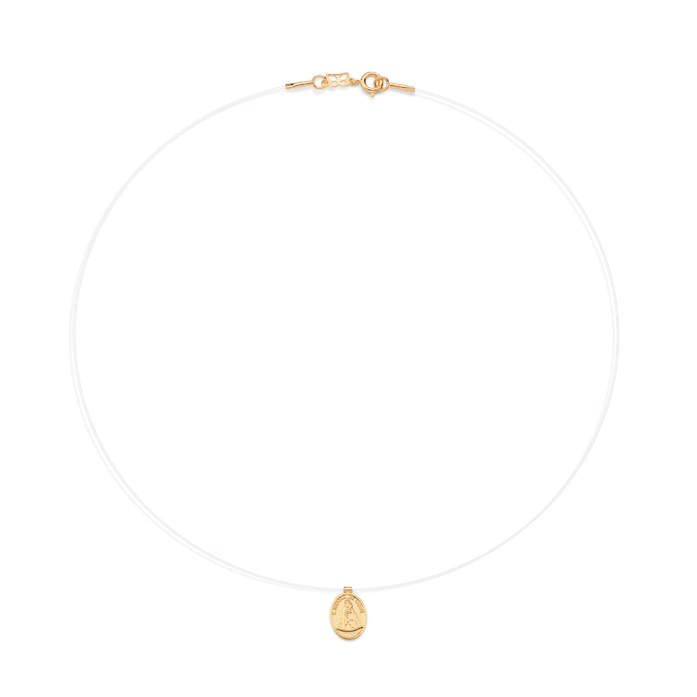 Gargantilha com Pingente Nossa Senhora de Nazaré Rommanel em Fio de Nylon – Design Religioso Elegante