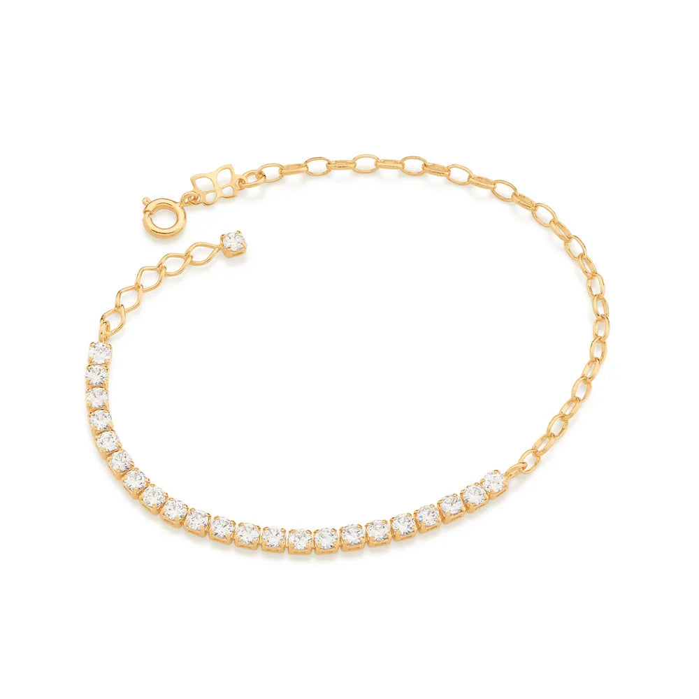 Pulseira Rommanel com Elos Ovais Cravejada de Zircônias – Design Ajustável e Elegante - Joias Rommanel | YouBeauty - Brincos, Colares e Anéis com Frete Grátis