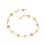 Pulseira Rommanel com Flores Coloridas e Trevo Vazado em Banho Ouro 18K – Design Ajustável e Delicado - Joias Rommanel | YouBeauty - Brincos, Colares e Anéis com Frete Grátis