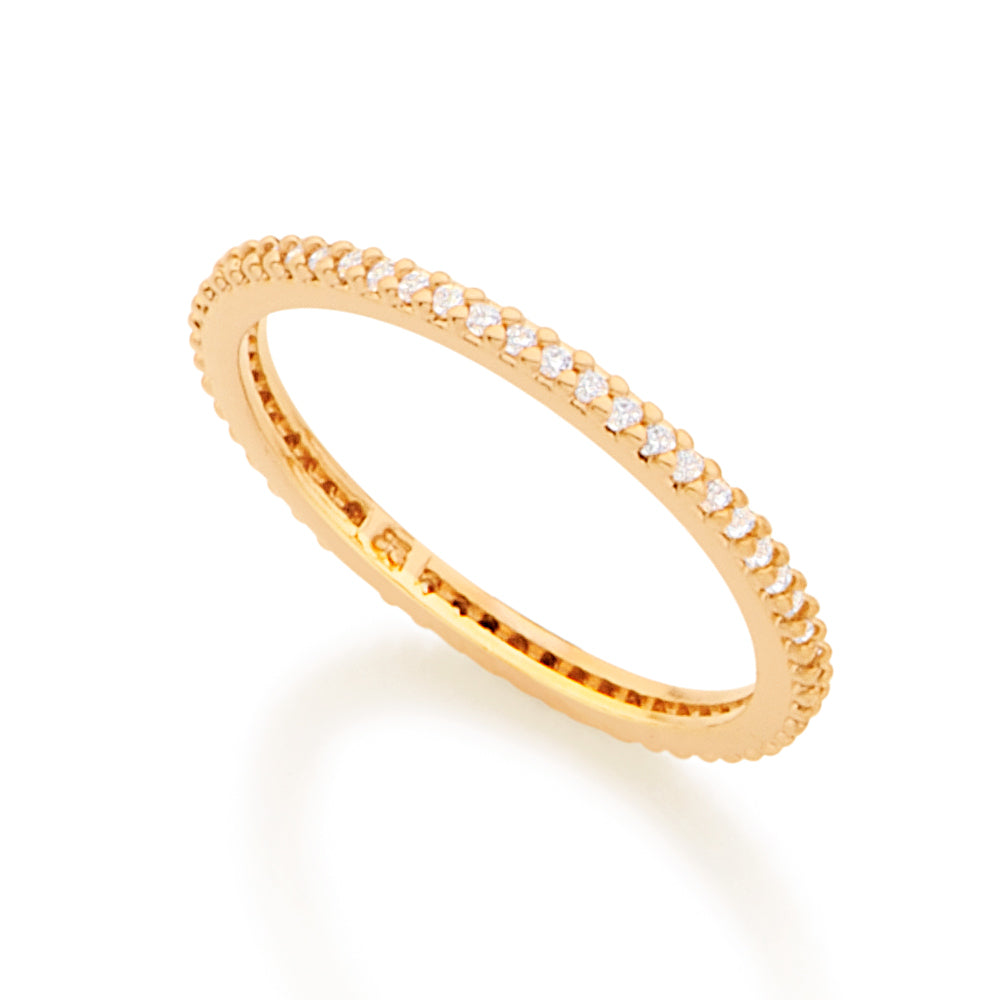 Aliança Aparador Rommanel Cravejada com Zircônias em Banho de Ouro 18K – Coleção Ana Hickmann Premium
