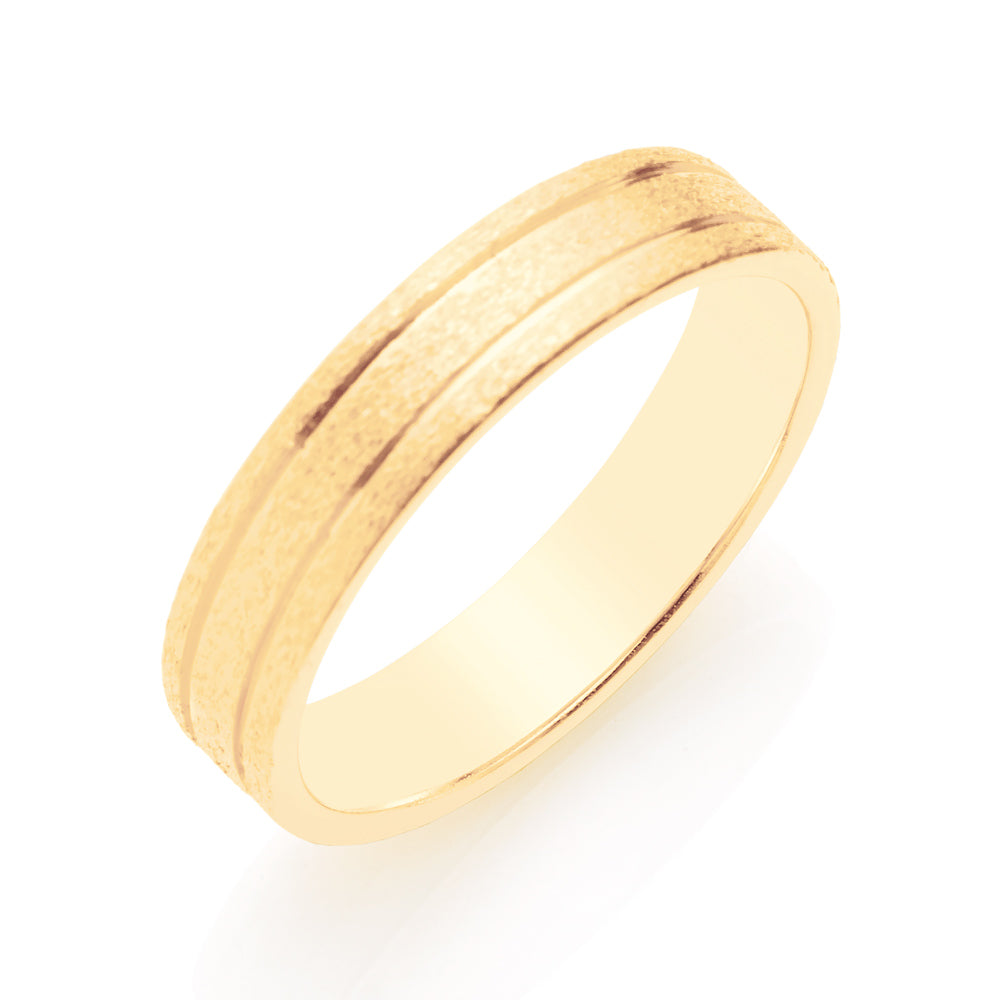 Aliança Fosca Rommanel com 2 Frisos em Ouro 18K – Design Sofisticado e Contemporâneo