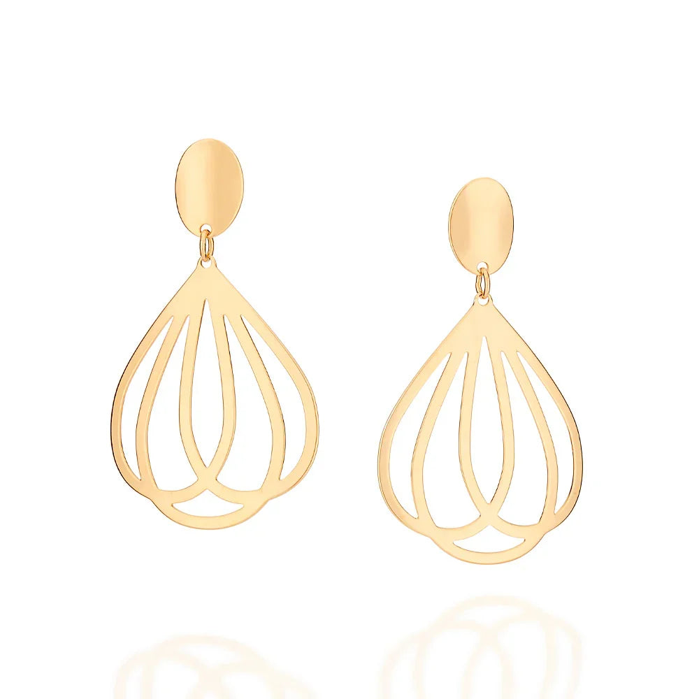 Brinco Maxi Rommanel em Formato Oval com Gotas Entrelçadas – Design Vazado e Sofisticado - Joias Rommanel | YouBeauty - Brincos, Colares e Anéis com Frete Grátis