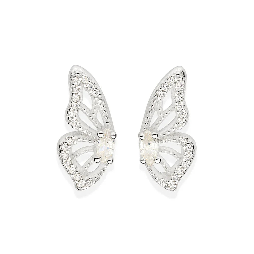 Brinco Rommanel Asas de Borboleta com 36 Zircônias em Prata – Design Delicado e Sofisticado - Joias Rommanel | YouBeauty - Brincos, Colares e Anéis com Frete Grátis