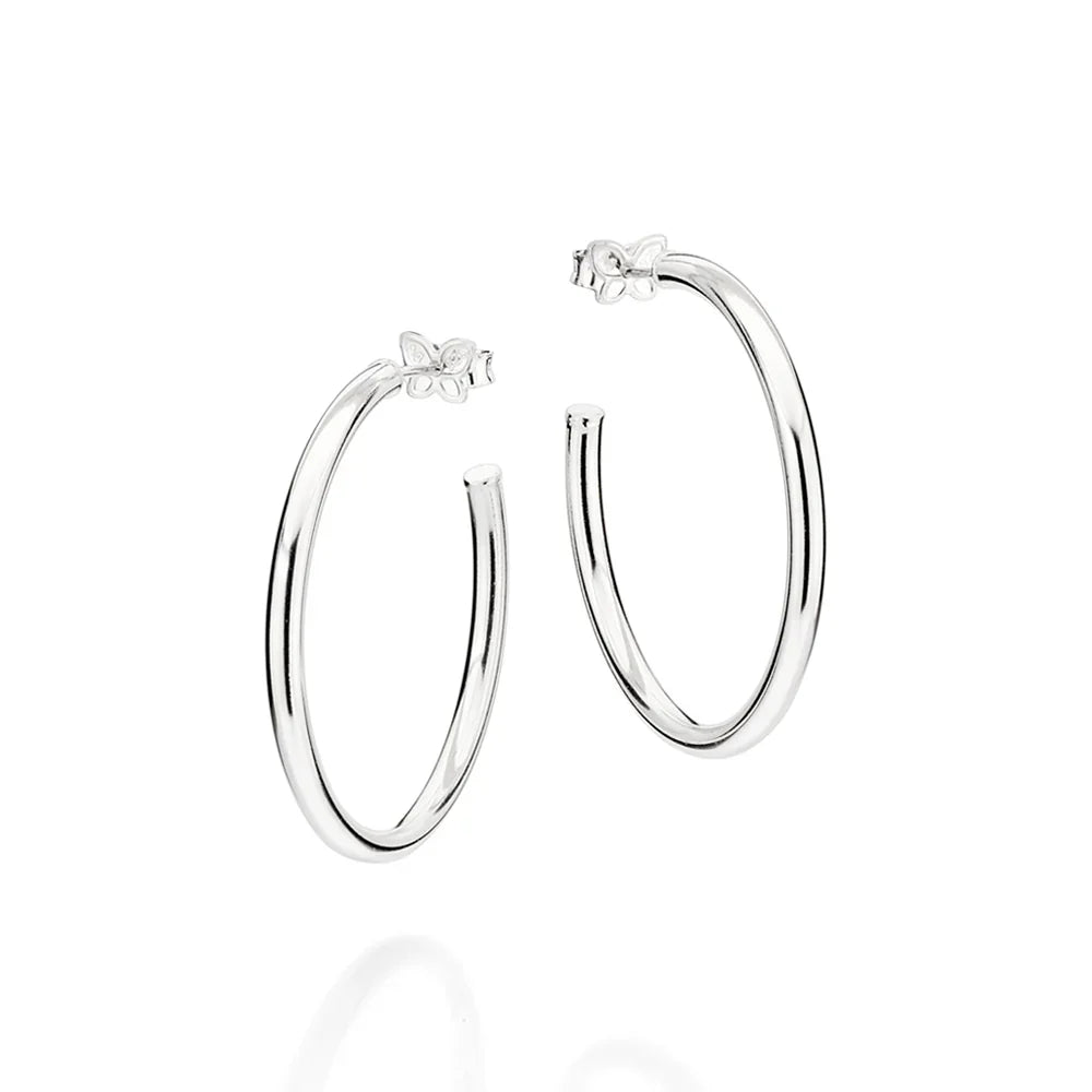 Brinco Meia Argola Lisa Rommanel em Prata – Design Médio 3,5 cm Elegante - Joias Rommanel | YouBeauty - Brincos, Colares e Anéis com Frete Grátis