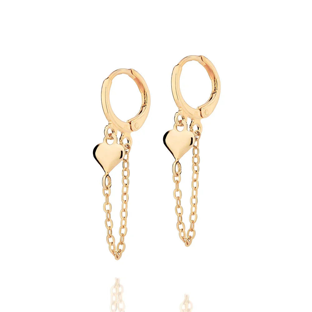Brinco Argola Rommanel com Corrente Elo Cadeado e Pingente Coração em Banho de Ouro 18K – Design Delicado e Sofisticado - Joias Rommanel | YouBeauty - Brincos, Colares e Anéis com Frete Grátis