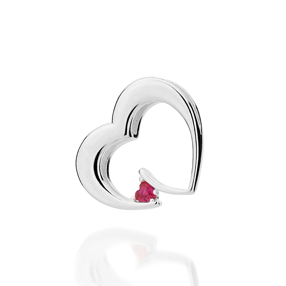 Pingente Rommanel em Formato de Coração com Zircônia Rosa Escuro – Design Delicado e Sofisticado