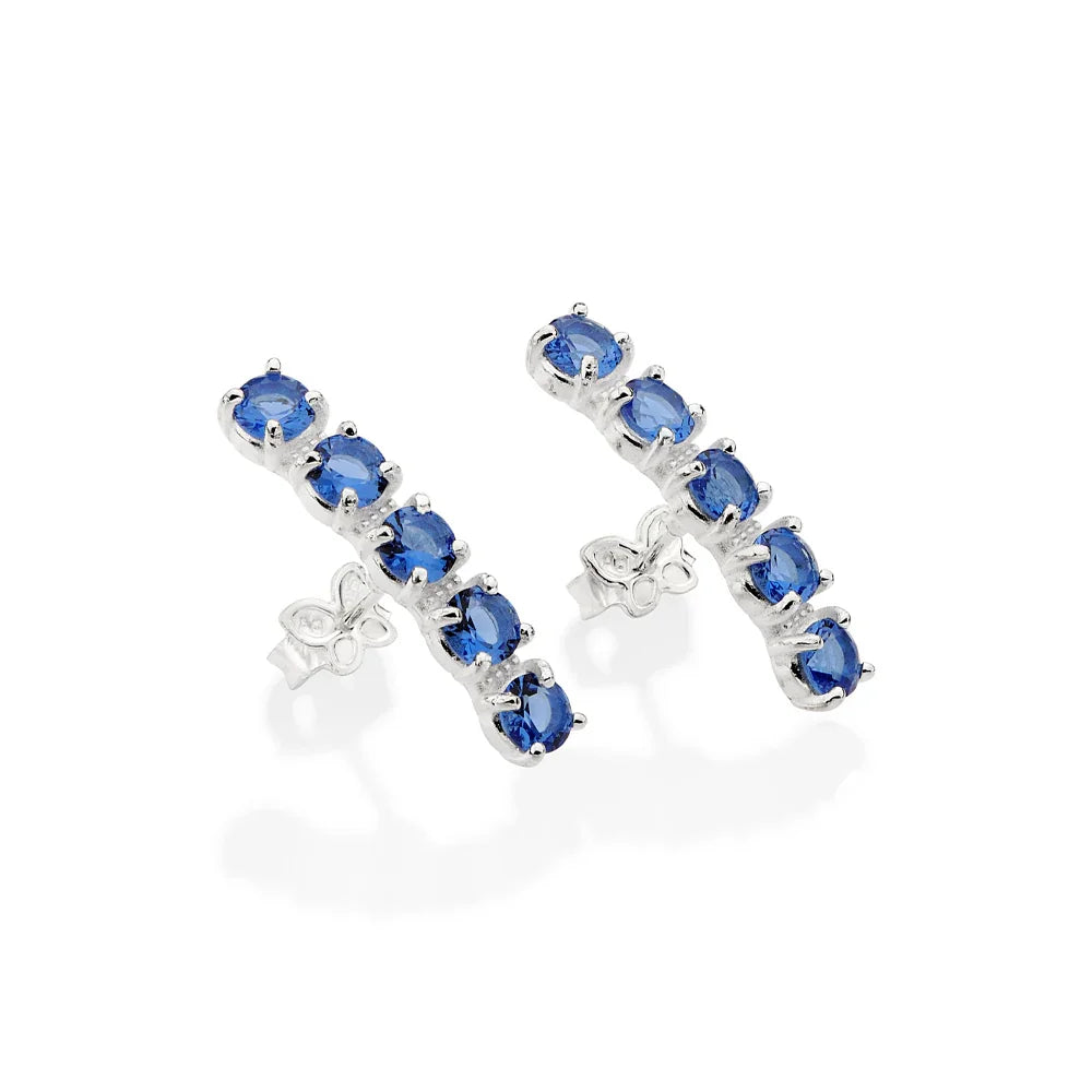 Brinco Clássico Rommanel com 10 Zircônias de 4mm em Prata – Design Elegante Azul Escuro - Joias Rommanel | YouBeauty - Brincos, Colares e Anéis com Frete Grátis