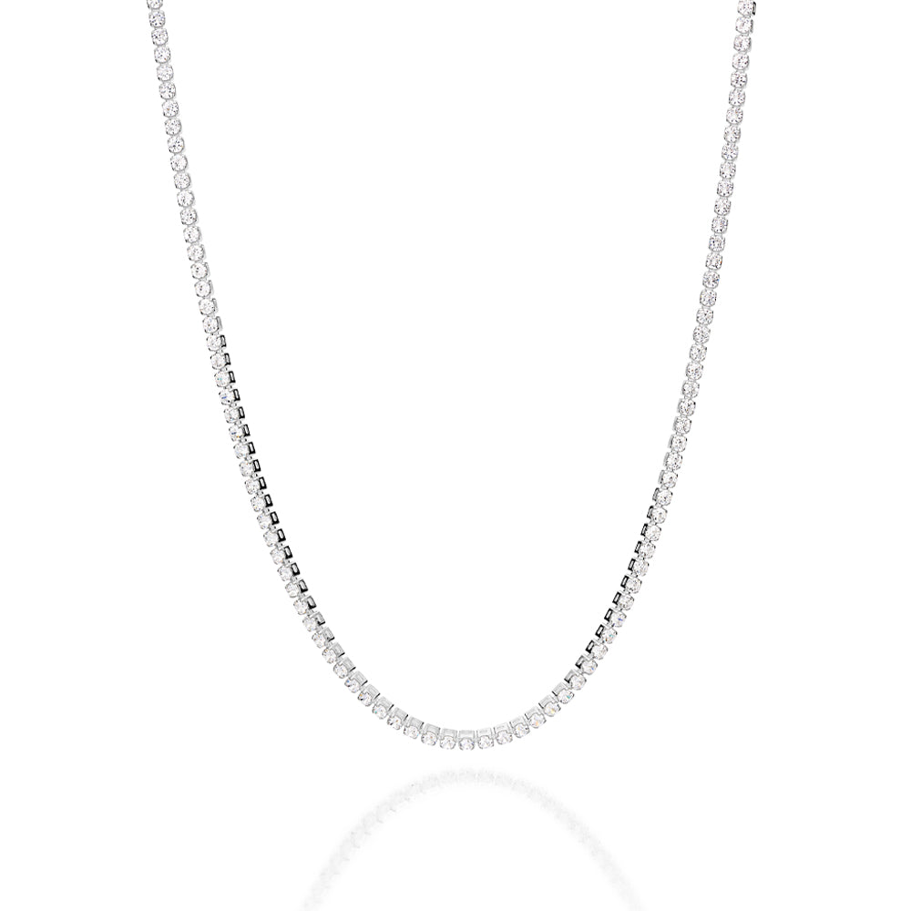 Gargantilha Riviera Rommanel com 145 Zircônias de 2mm em Prata – Design Elegante de 40 cm