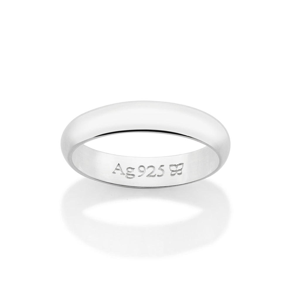 Aliança Lisa Meia Cana 4 mm Rommanel em Prata – Design Confortável e Elegante