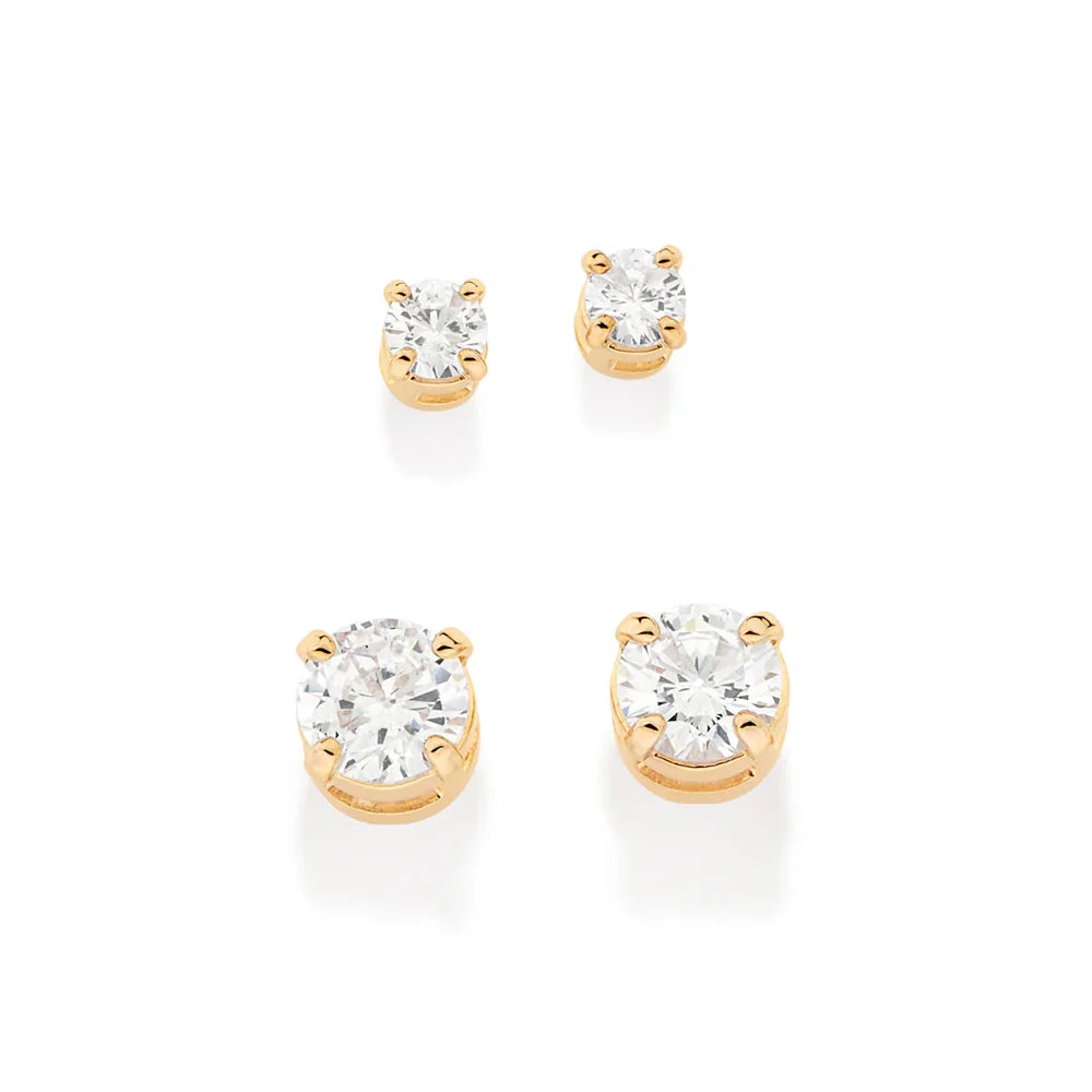 Kit Brinco Rommanel com Zircônias Brancas 3mm e 5mm em Ouro 18K – Design Elegante e Versátil - Joias Rommanel | YouBeauty - Brincos, Colares e Anéis com Frete Grátis