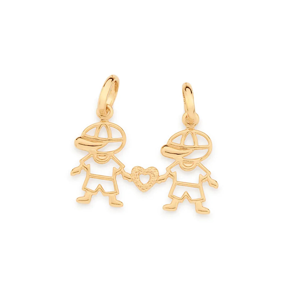 Pingente Rommanel Dois Meninos com Coração em Ouro 18K – Design Afetivo e Delicado - Joias Rommanel | YouBeauty - Brincos, Colares e Anéis com Frete Grátis