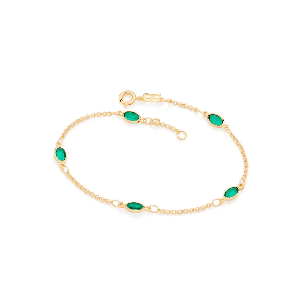 Pulseira Rommanel Fio Elo Português com 5 Cristais Ovais 4x6 mm – Ajustável 17 a 19 cm - Joias Rommanel | YouBeauty - Brincos, Colares e Anéis com Frete Grátis