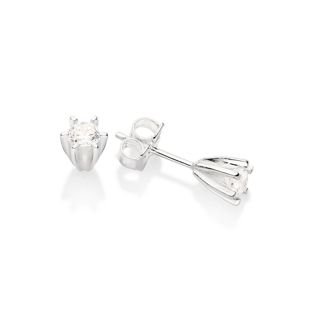Brinco Solitário Rommanel com 2 Zircônias de 4mm em Prata – Design Delicado e Elegante