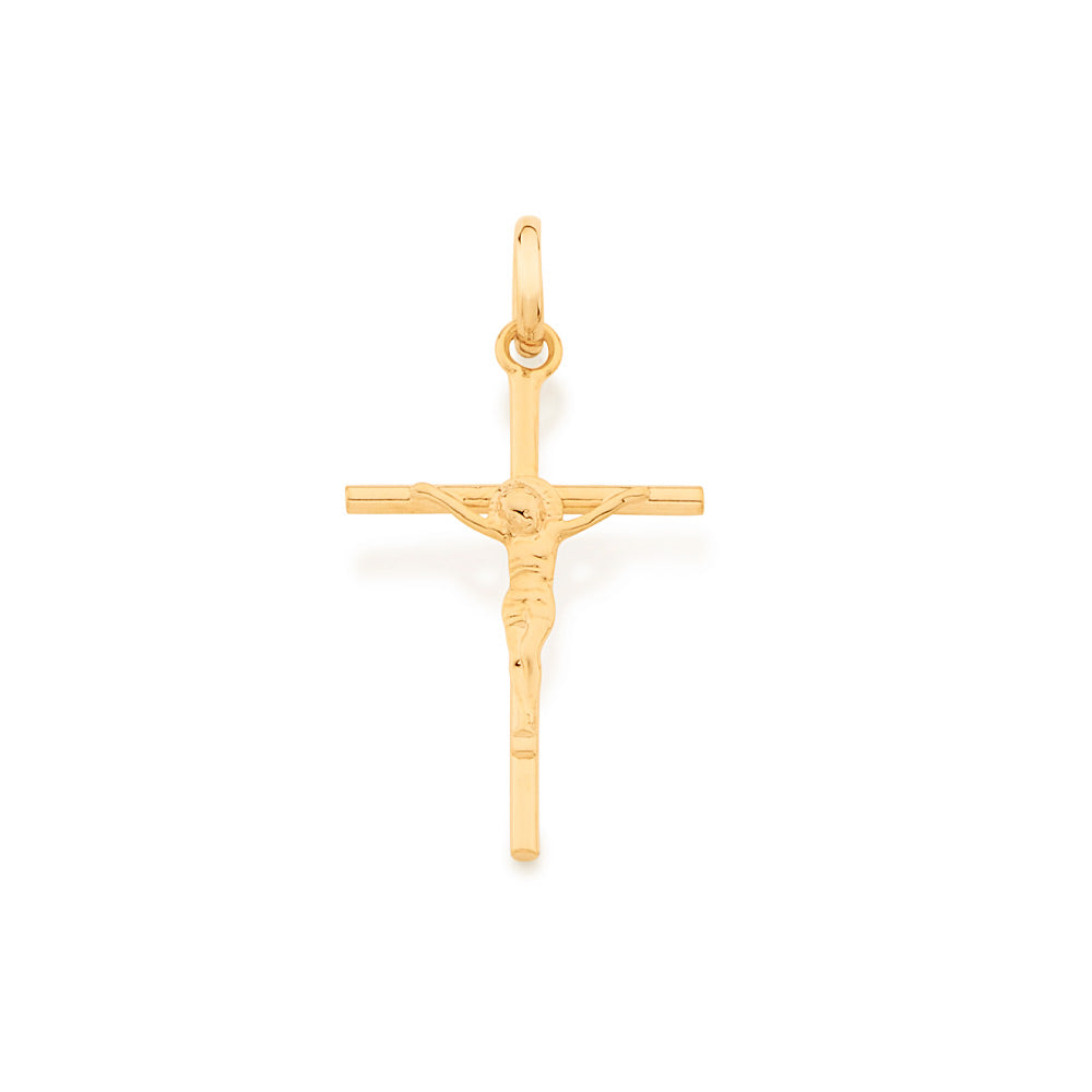 Pingente Cruz com Cristo Rommanel Banhado a Ouro 18K – Design Religioso Detalhado