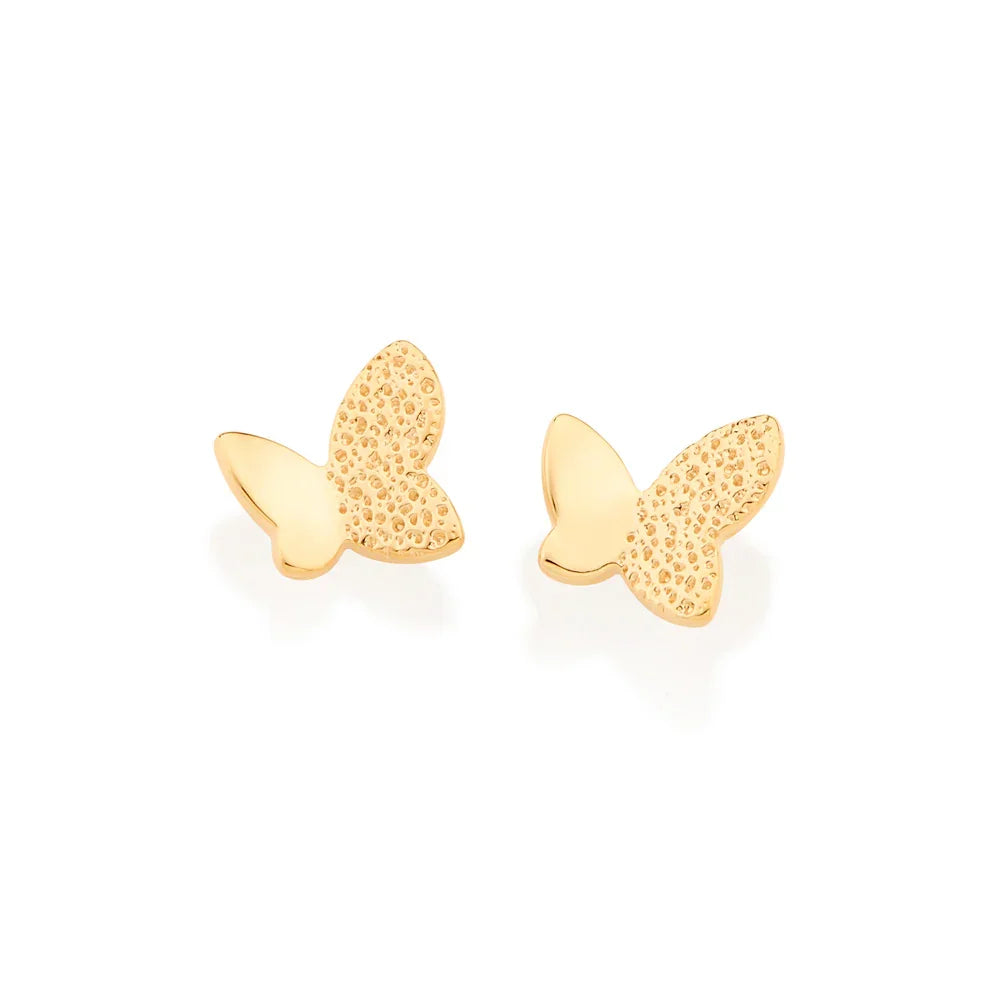 Brinco Borboleta Granitado Rommanel em Banho de Ouro 18K – Design Delicado e Sofisticado - Joias Rommanel | YouBeauty - Brincos, Colares e Anéis com Frete Grátis
