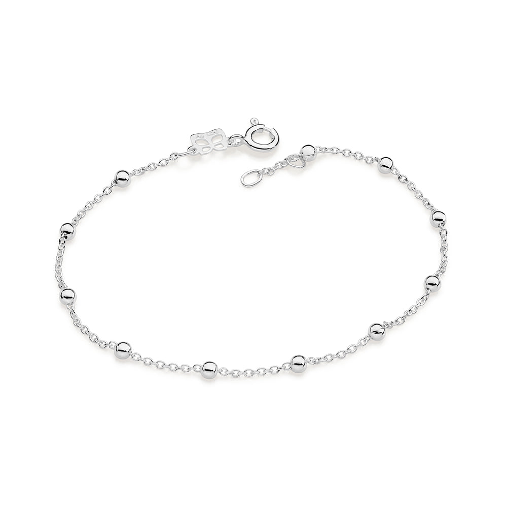 Pulseira Rommanel com Corrente Elo Cadeado e Bolas em Prata – Design Delicado e Moderna