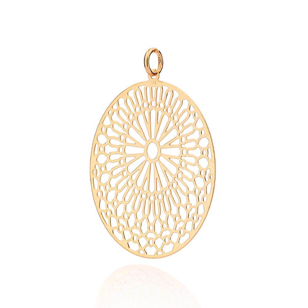 Pingente Maxi Oval com Arabescos Rommanel Banhado a Ouro 18K – Design Elegante e Sofisticado
