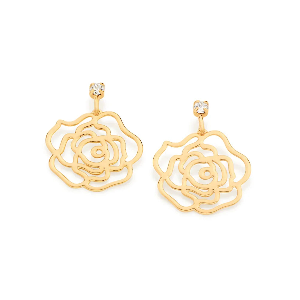 Brinco Flor Vazada Rommanel com 2 Zircônias em Ouro 18K – Design Delicado e Sofisticado - Joias Rommanel | YouBeauty - Brincos, Colares e Anéis com Frete Grátis
