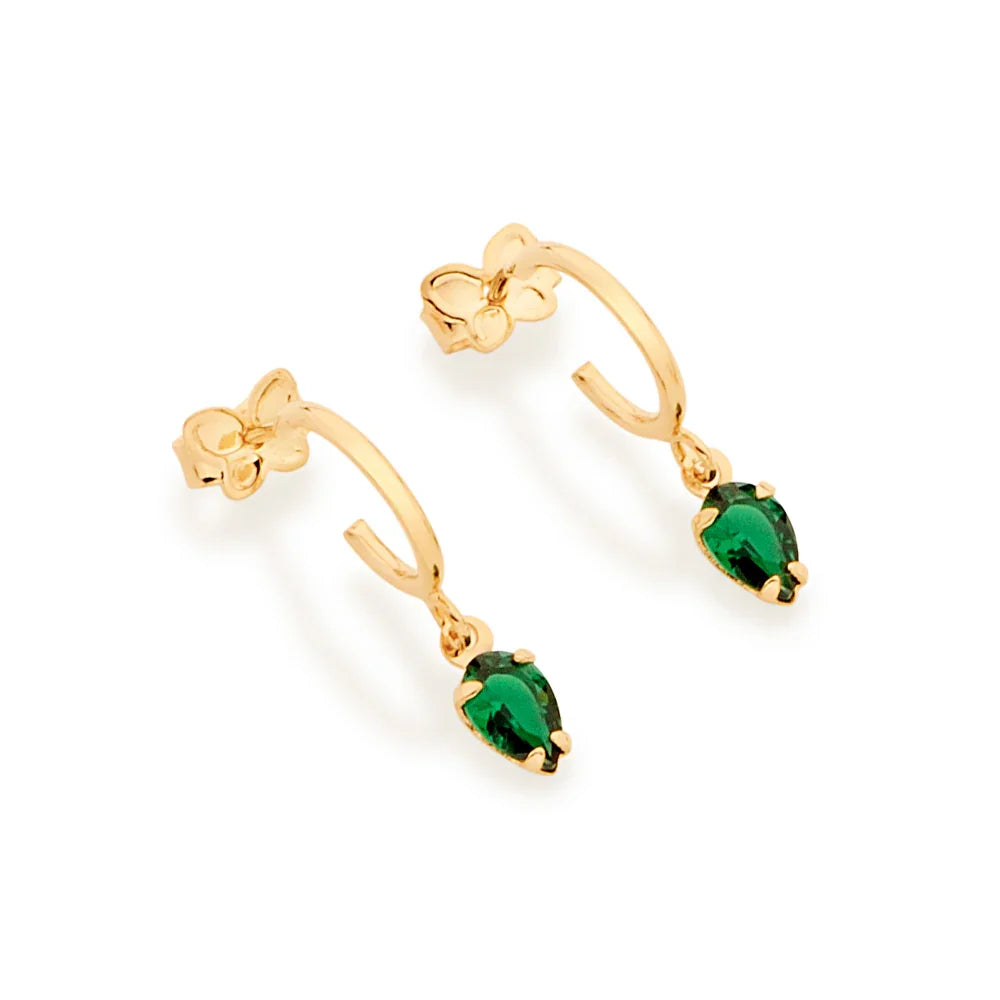 Brinco Meia Argola Rommanel com Zircônias Gota 4x6mm em Ouro 18K – Design Sofisticado e Delicado - Joias Rommanel | YouBeauty - Brincos, Colares e Anéis com Frete Grátis