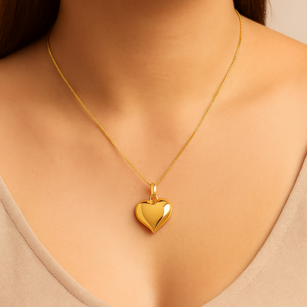 Pingente Coração Abaulado Rommanel Banhado a Ouro 18K – Design Sofisticado e Elegante