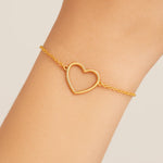 Pulseira Rommanel com Elos Intercalados e Pingente Coração Vazado – Design Ajustável 19cm - Joias Rommanel | YouBeauty - Brincos, Colares e Anéis com Frete Grátis